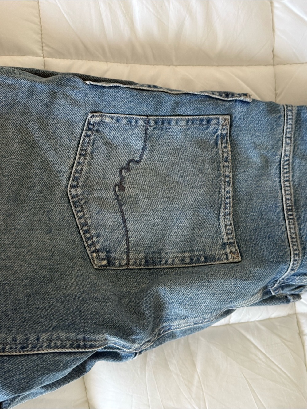 We The Free Light Blue Denim Jeans with Olive Green Drawstring - Picture 2 of 5